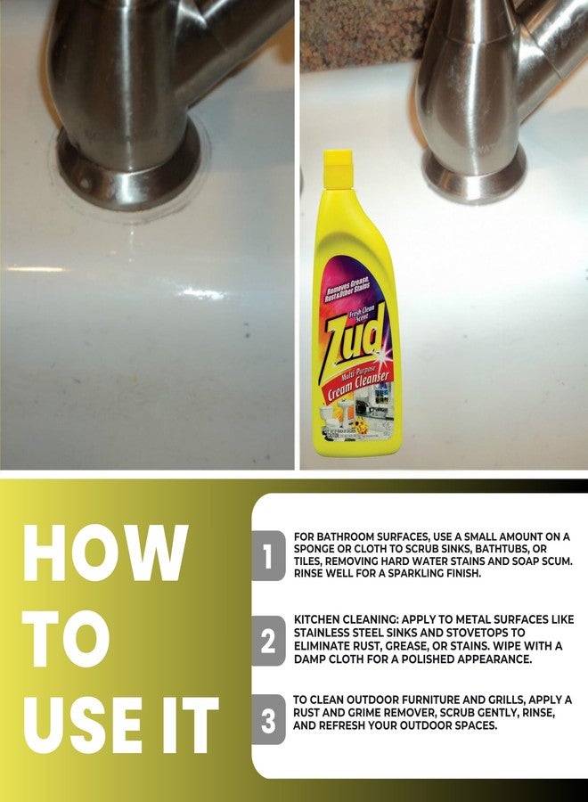 GROVE Zud Multi-Purpose Cream Cleanser 19 oz Bundle with Microfiber Cloth - Powerful Degreaser and Rust Remover for Kitchen, Shower, and Countertops - Tough Stain and Grease Cleaner - (2 Items) - Image 5